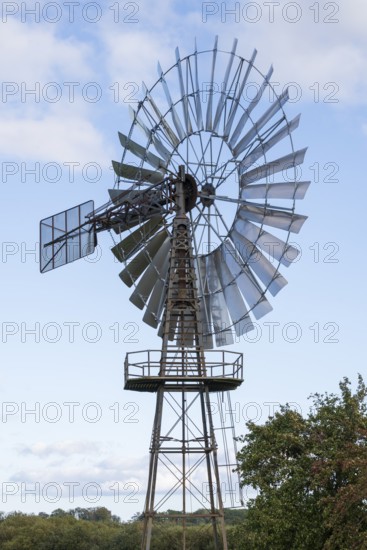 Windmill at Windschöpfwerk Lobbe, Technical Monument, Lobbe, Mönchgut Peninsula, Rügen, Island,