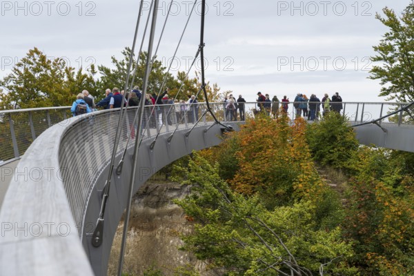 People on the Skywalk, viewing platform at the Königsstuhl National Park Center, view of the chalk