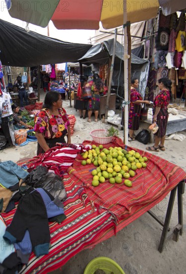 Mayan woman wearing traditional clothes at the market in Chichicastenango, Highlands, El Quiché