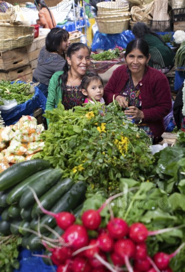 Mayan woman wearing traditional clothes at the market in Sololá, Highlands, Sololá Department,