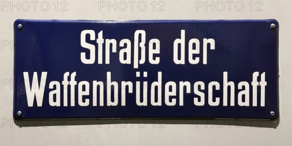 Straße der Waffenbrüderschaft, historic street sign from Halle an der Saale in GDR times, today an