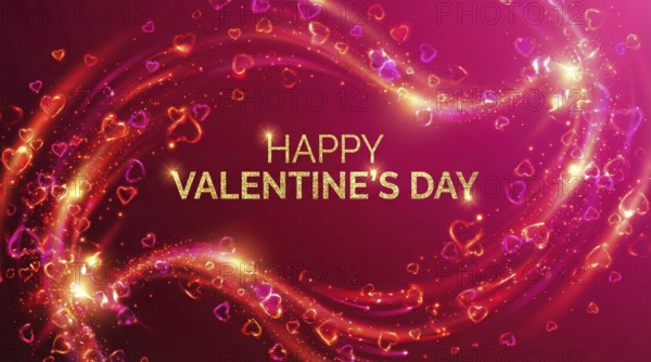 A vibrant Valentine's Day greetings card featuring wreath and elegant lettering to convey romance,