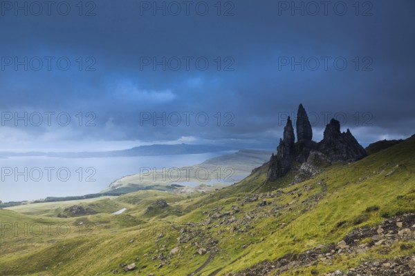 Isle of Skye, Scotland, UK. The Old Man of Storr during a storm