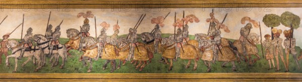 Ceiling fresco with knights, Wawel Royal Castle, former residence and seat of government of the