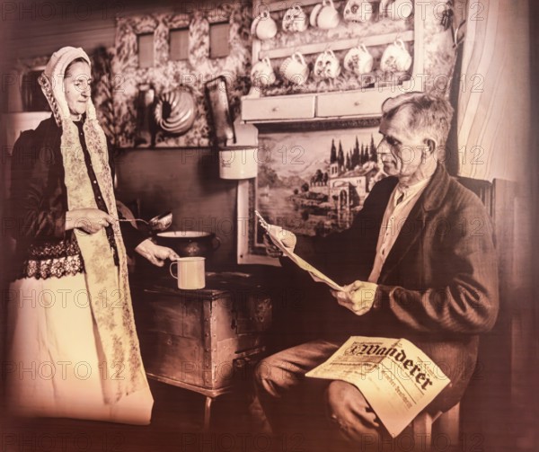 Photo of a Silesian kitchen with the residents' festive clothes, Piast Castle Museum, 16th century,