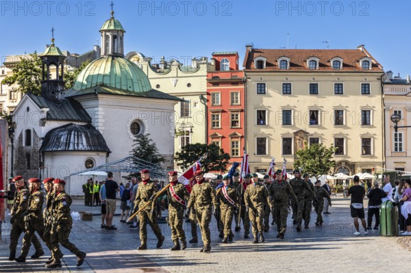 Polish National Military Festival, Rynek with Cloth Hall, from 13th century, Main Market Square,