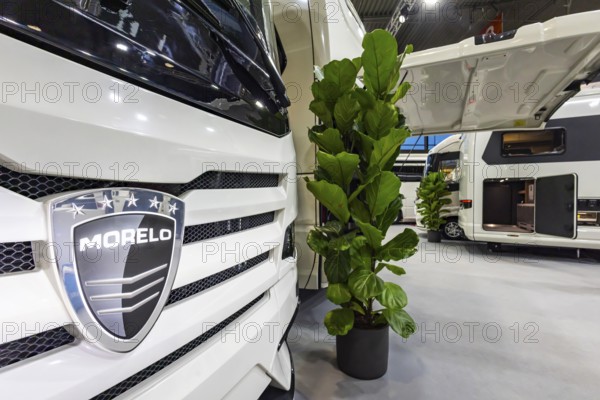 Luxury motorhome from the Morelo brand. Caravan — Motor — Tourism trade fair in Stuttgart.