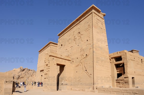 First Pylon, Temple of Isis, Temple of Philae, UNESCO World Heritage Site, Agilkia Island, Aswan,