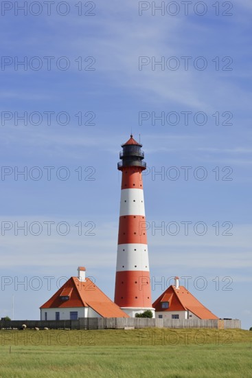 Westerheversand lighthouse, Westerhever, Eiderstedt Peninsula, North Frisia, Schleswig-Holstein,