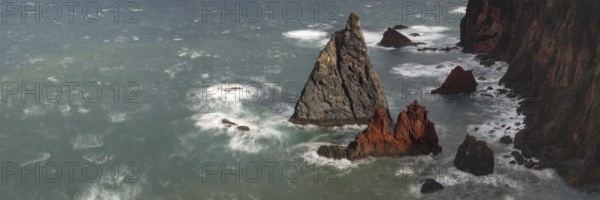 Rock formations in the Atlantic Ocean, volcanic peninsula, Ponta de São Lourenço, Ponta de Sao