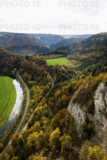 Autumnal forest, Eichfelsen viewpoint, near Irndorf, Upper Danube nature park Park, Upper Danube