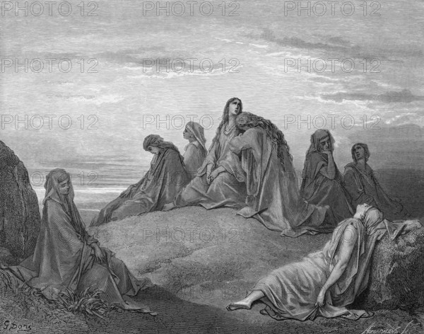 The daughter of Jephthah with her playmates, she goes into the mountains and lamented her fate of
