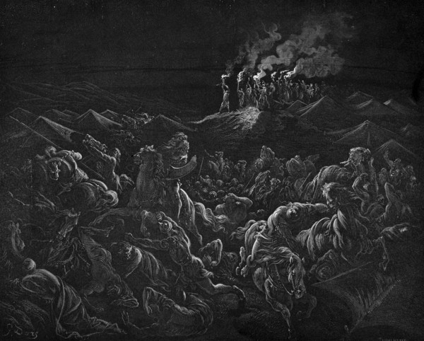 Gideon's victory over the Midianites, all blissed the ram horns, throw apart the pitchers and hold