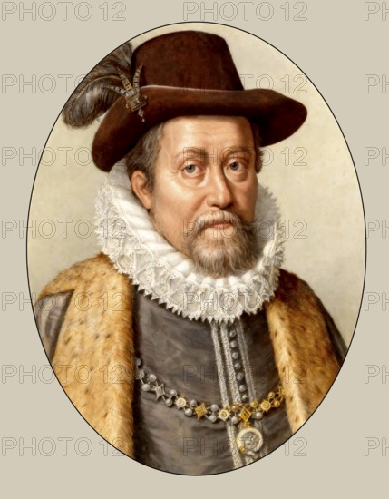 James VI and I, James Charles Stuart, 1566 – 1625, King of England, Scotland and Ireland, digitally