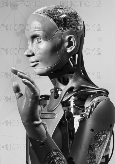 Humanoid robot for human-machine communication, artificial intelligence, AI, exhibition, history of