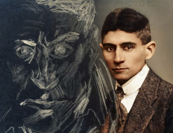 Portrait of Franz Kafka, 1883 – 1924, German-speaking Bohemian novelist, digitally edited according