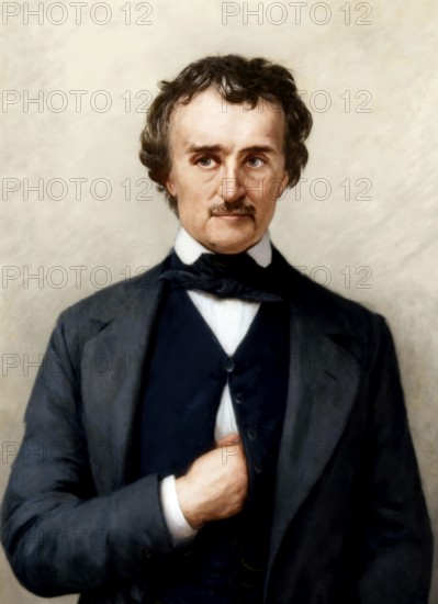 Portrait of Edgar Allan Poe, 1809 – 1849, American writer, digitally edited according to a