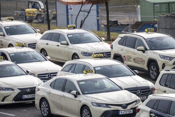 Waiting area, staging area, for taxis, at Cologne/Bonn airport, from here the taxis go to the