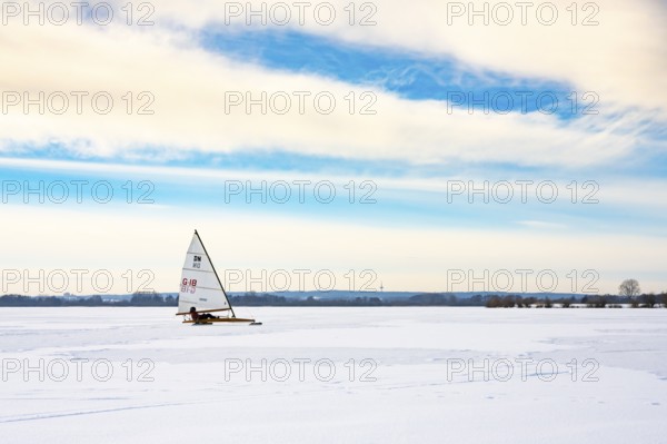 Winter at Dümmer See with, Eisegler, Eickhöpen, Lembruch, Lower Saxony, Germany