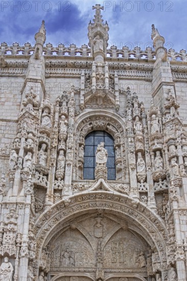 Ornate south portal of the Hieronymites Monastery / Mosteiro dos Jerónimos in Manueline style in