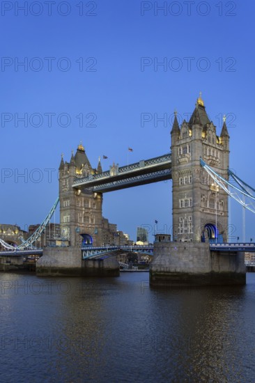 19th century Tower Bridge, neo-Gothic bascule / suspension bridge crossing the River Thames in the