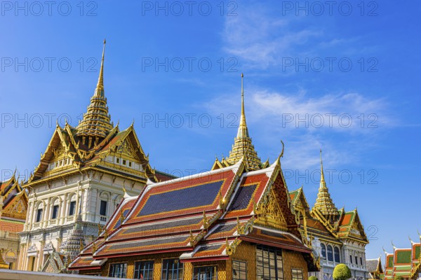 The Grand Royal Palace, Wat Phra Kaeo Buddhist Temple, Chedi Temple Towers, Buildings with