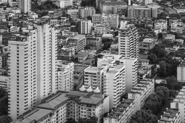 Over the rooftops of Bangkok, view from the Moon Bar on the roof terrace of the Banyan Tree hotel,