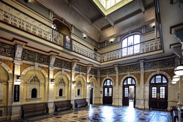 Magnificent interior view of Dunedin railway station with decorative elements, Dunedin, null, New