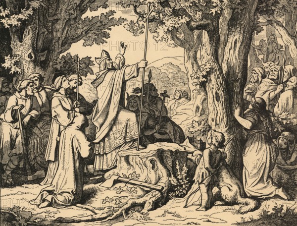 The felling of the Donar oak, also thunder oak or thor oak, by the missionary Boniface is one of