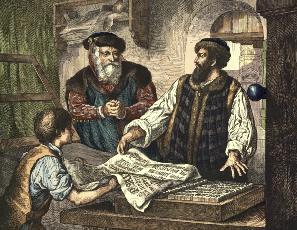 Johannes Gutenberg, revolutionized communication around 1450 through the invention of letterpress