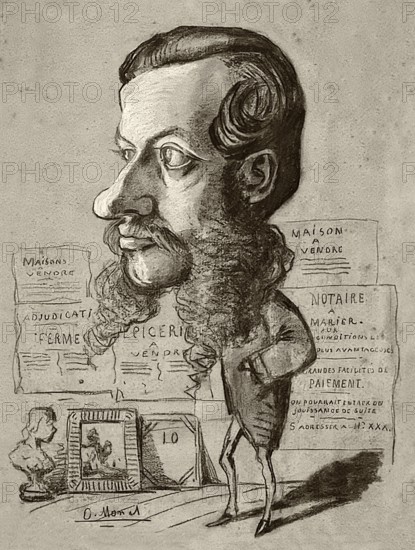 Claude Monet, 1840 – 1926, French painter and founder of Impressionism, caricature by Léon Manchon,