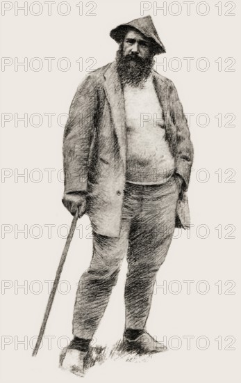 Portrait of Claude Monet, garden at Giverny, 1840 – 1926, French painter and founder of