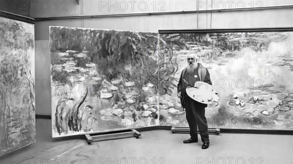 Portrait of Claude Monet, studio at Giverny, 1840 – 1926, French painter and founder of