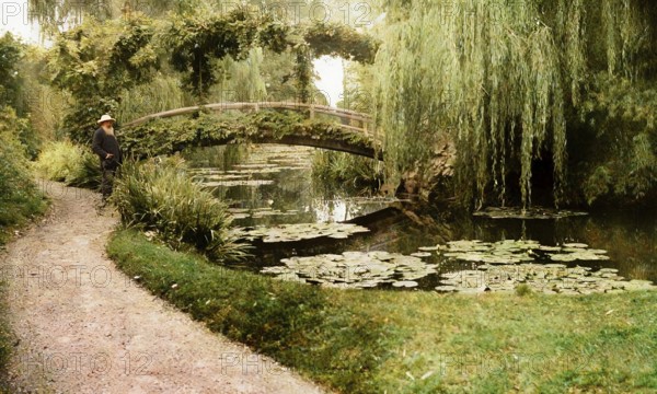 Portrait of Claude Monet, garden at Giverny, 1840 – 1926, French painter and founder of