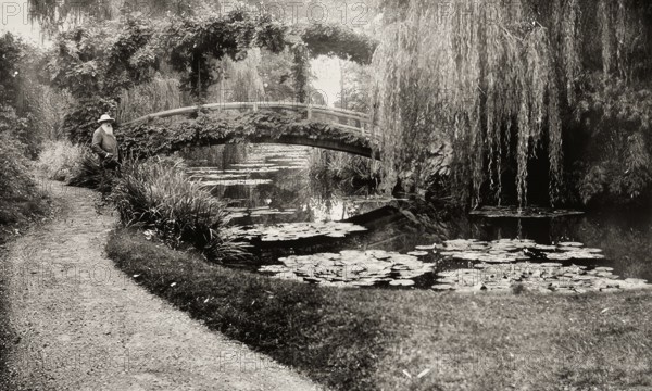 Portrait of Claude Monet, garden at Giverny, 1840 – 1926, French painter and founder of