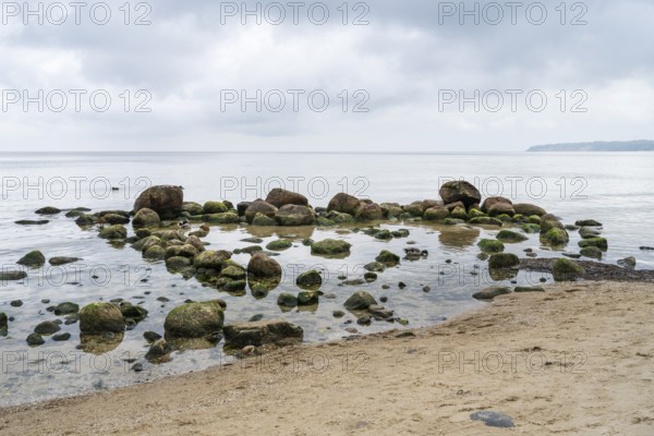 Boulders on the Baltic Sea Beach, Baltic resort Göhren, Rügen Island, Mecklenburg-Western