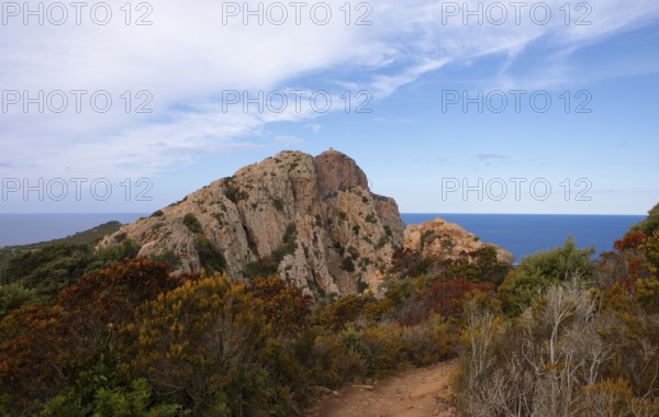 Bizarre rock formations on Capo Rosso, Piana, Corse-du-Sud department, west coast, Corsica,