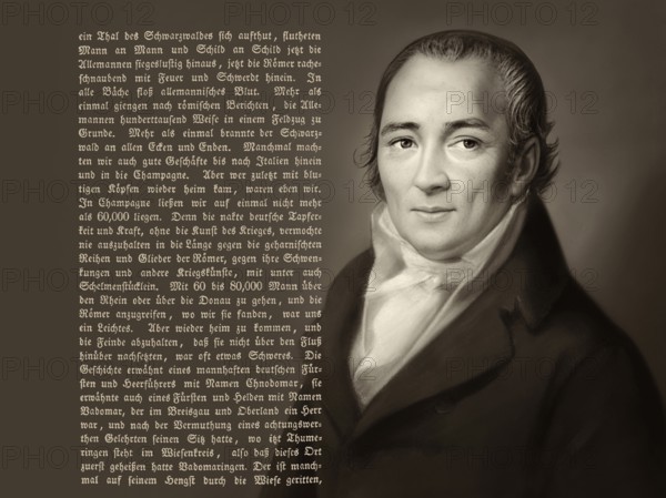 Tait with a text from the book Erzählungen des rheinländischen Hausfreundes, Johann Peter Hebel,