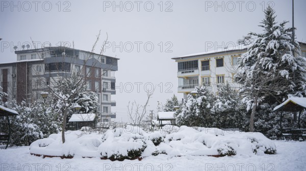 In Gaziantep, Turkey, on December 31, 2025, children and families enjoy winter activities as they