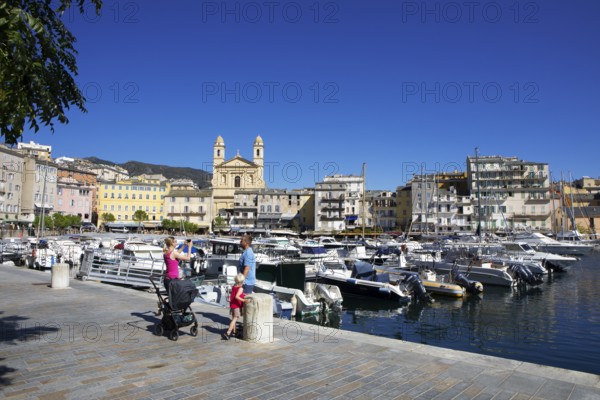 Old port with marina and church of Saint Jean-Baptiste à Bastia or church of St. John the Baptist,