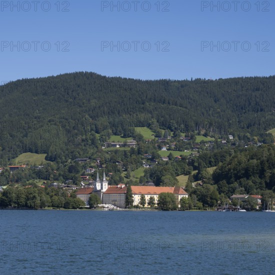 Parish Church of St. Quirinus, Tegernsee Abbey, Castle with Braustüberl, view from Seeufer Point,