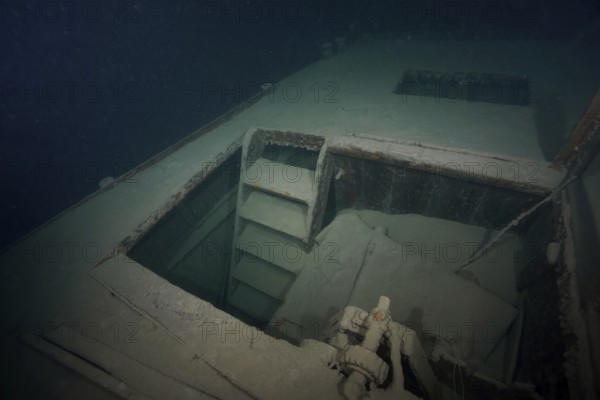 Ledi wreck, wreck of a Ledi ship, cargo ship for mass freight, bulk cargo taken at night in Lake