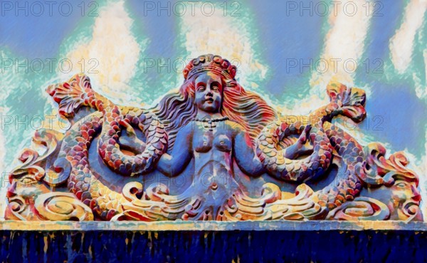 Mythological Mermaid Creature, wall decoration, Welf Castle of Herzberg, Herzberg am Harz, district