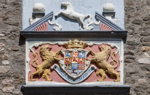 Alliance coat of arms of the House of Welf with Saxon Steed, Welf Castle of Herzberg, Herzberg am