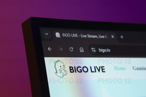 Dhaka, Bangladesh- 02 June 2025: Close-up of a computer screen displaying the Bigo Live web
