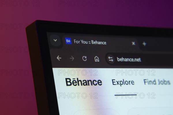 Dhaka, Bangladesh- 02 June 2025: Close-up of a computer screen displaying the Behance web interface