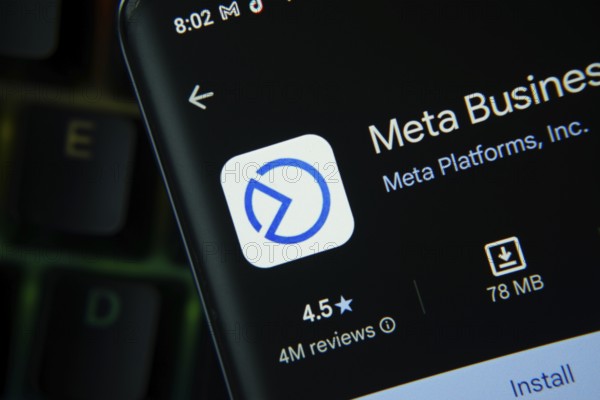 Dhaka, Bangladesh- 27 July 2025: Meta Business Suite app from Google Playstore is displayed on a