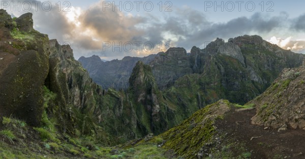 Sunset at Pico do Arieiro, hiking trail PR1, Madeira, Portugal