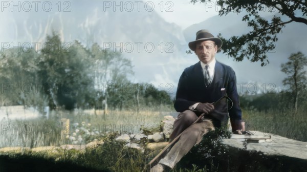 Rainer Maria Rilke, 1875 – 1926, Austrian poet and novelist with Baladine Klossowska, Château de
