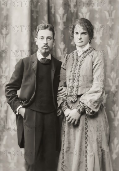 Rainer Maria Rilke, 1875 – 1926, Austrian poet and novelist with his wife sculptress Clara